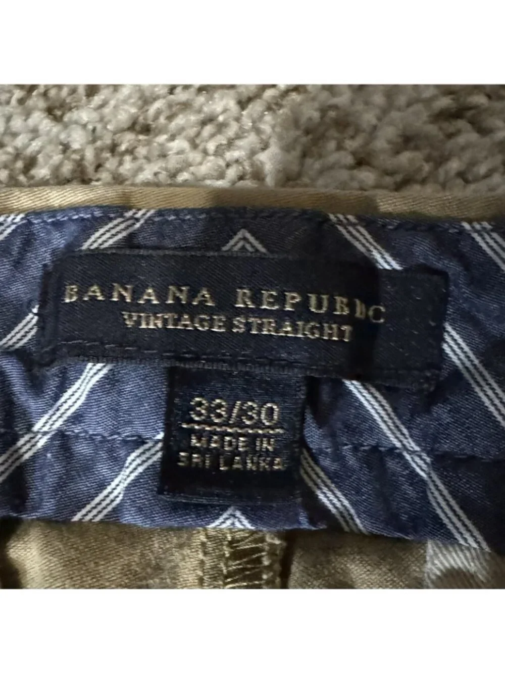 Banana Republic Khaki Chino Pants Men's 33x28 Vintage Straight Fit Stretch